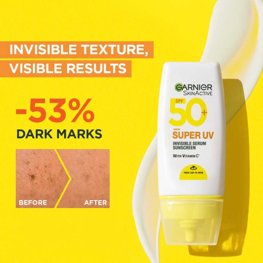 SuperUV Invisible Serum Sunscreen Vitamin C before and after